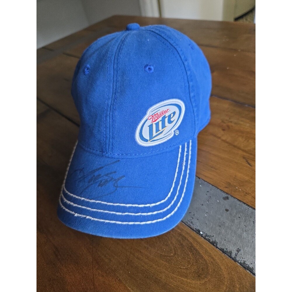 kurt busch signed miller lite hat mens blue nascar penske racing 2 cap